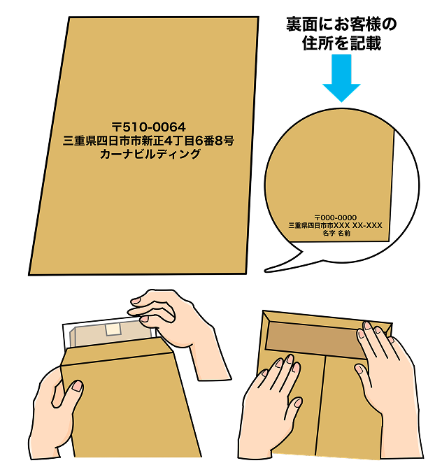 封筒に住所を記載して、カードを入れてください